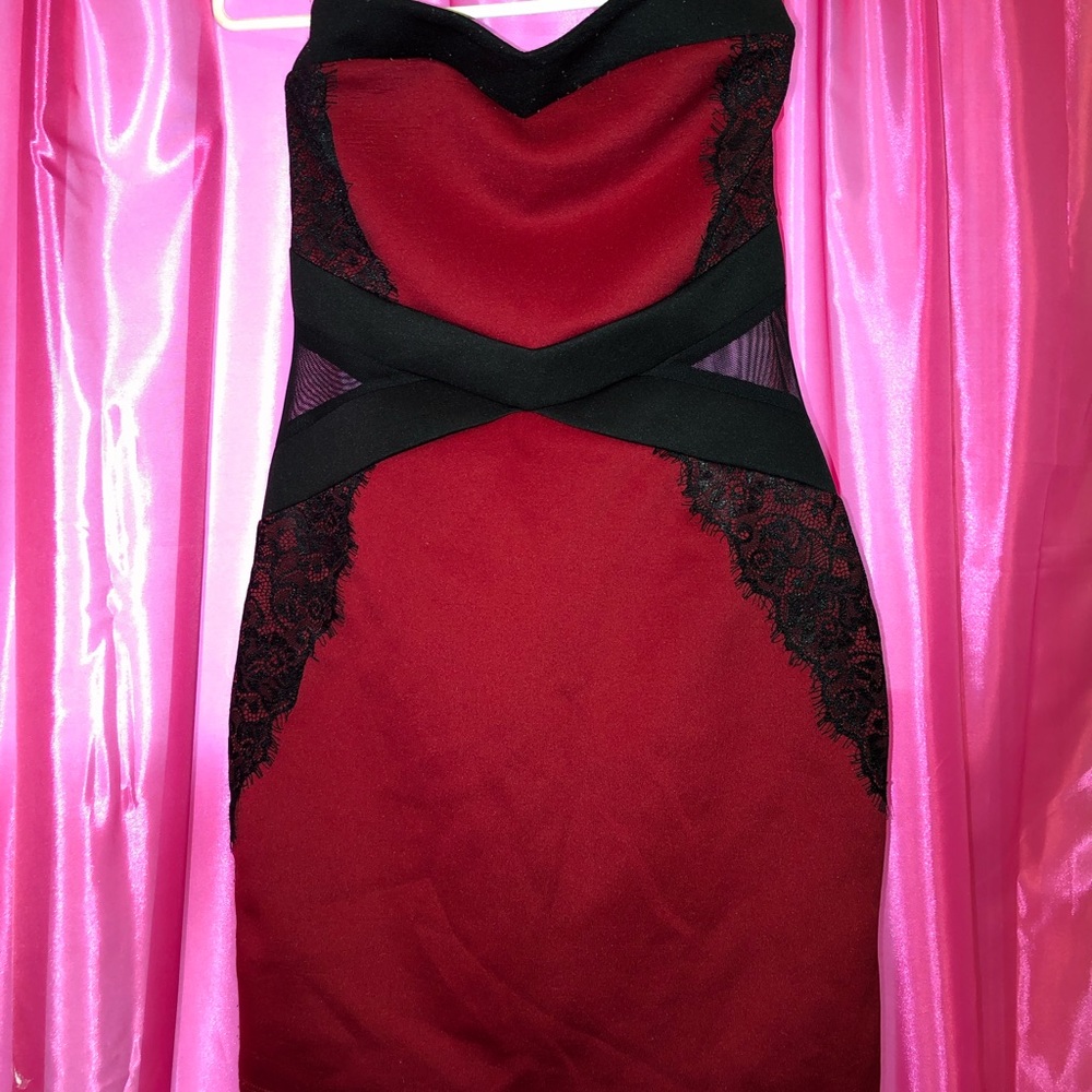 Red and black lacey mini dress